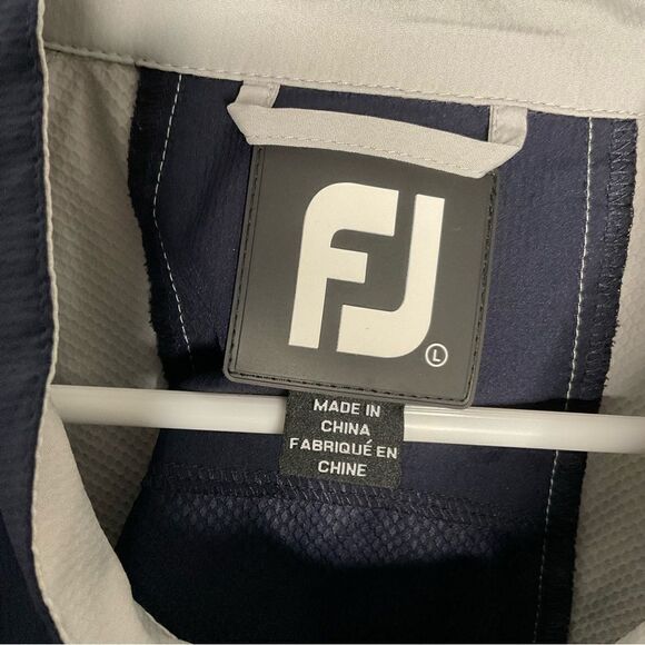 Footjoy 1/2 Zip Golf Pullover Long Sleeve Windshirt Navy Silver Size L - Picture 6 of 13